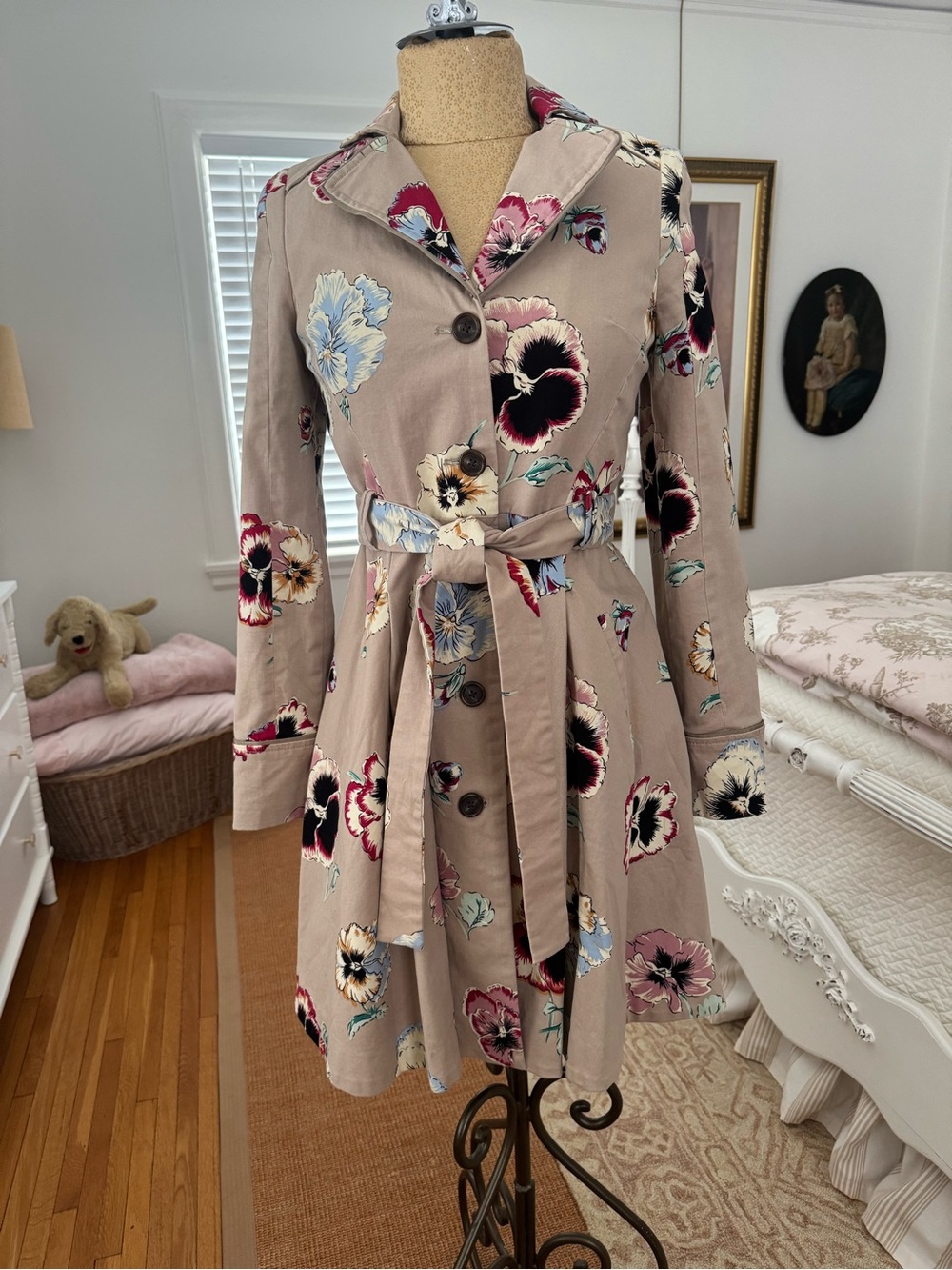 Anthropologie Elevenses Pansy Corset Trench Coat Pretty Little Liars Glee Size 4 - Picture 5 of 12